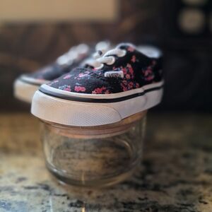 Vans Kids Black and Pink Floral Shoes, Baby Vans!! 😻